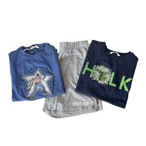 MNG Superhero Bundle 2 Shirts Shorts Boys 9/10 Hulk Spider-Man Captain America